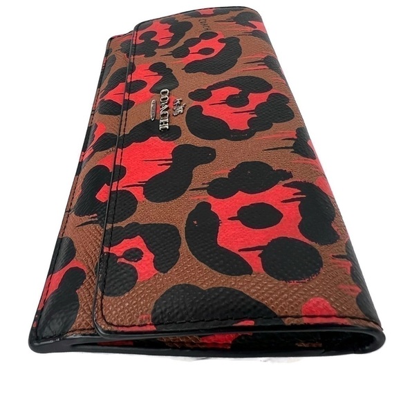 Coach Wild Beast RARE Leopard Orange Brown Animal Print Leather Wallet NWOT - Picture 2 of 10